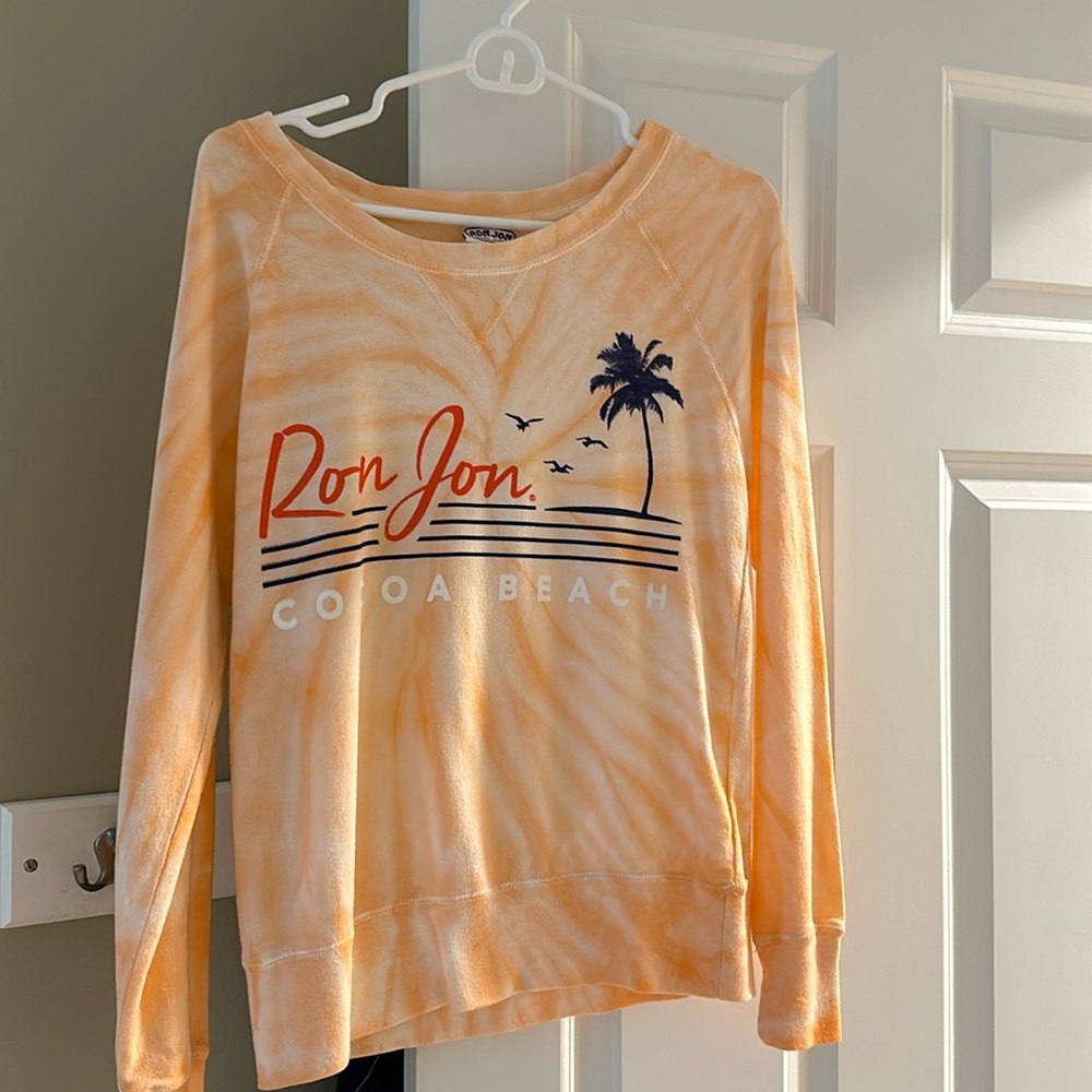 Ron Jon Long sleeve sweatshirt cowl neck peach color